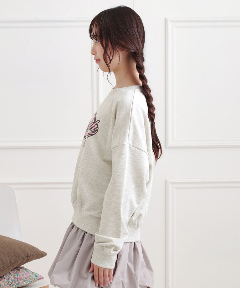 PINK-latte「ミニ裏かすれプリントプルオーバー」|Tシャツ・カットソー|