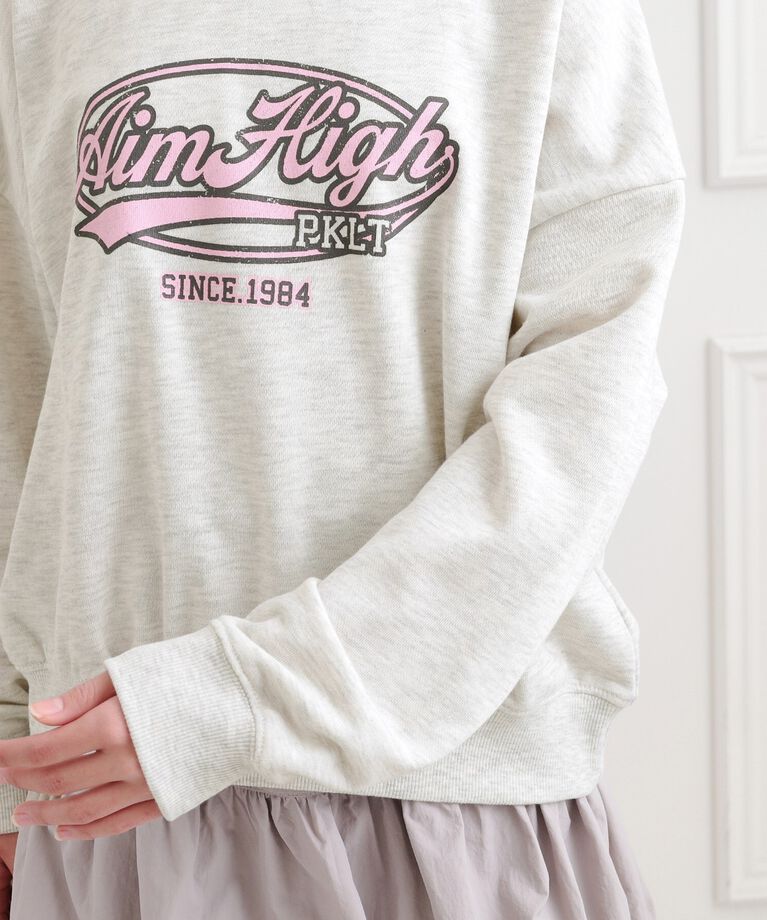 PINK-latte「ミニ裏かすれプリントプルオーバー」|Tシャツ・カットソー|
