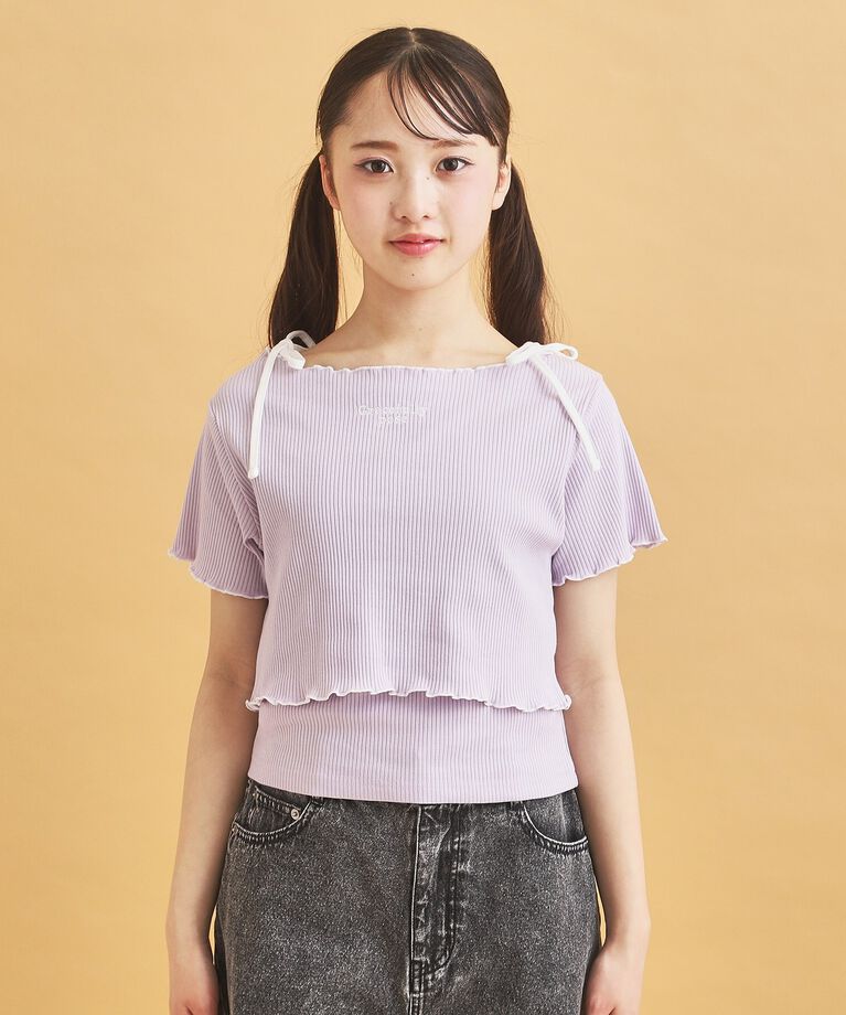 PINK-latte「【セットアイテム】オフショルテレコTシャツ＋テレコキャミ」|その他|