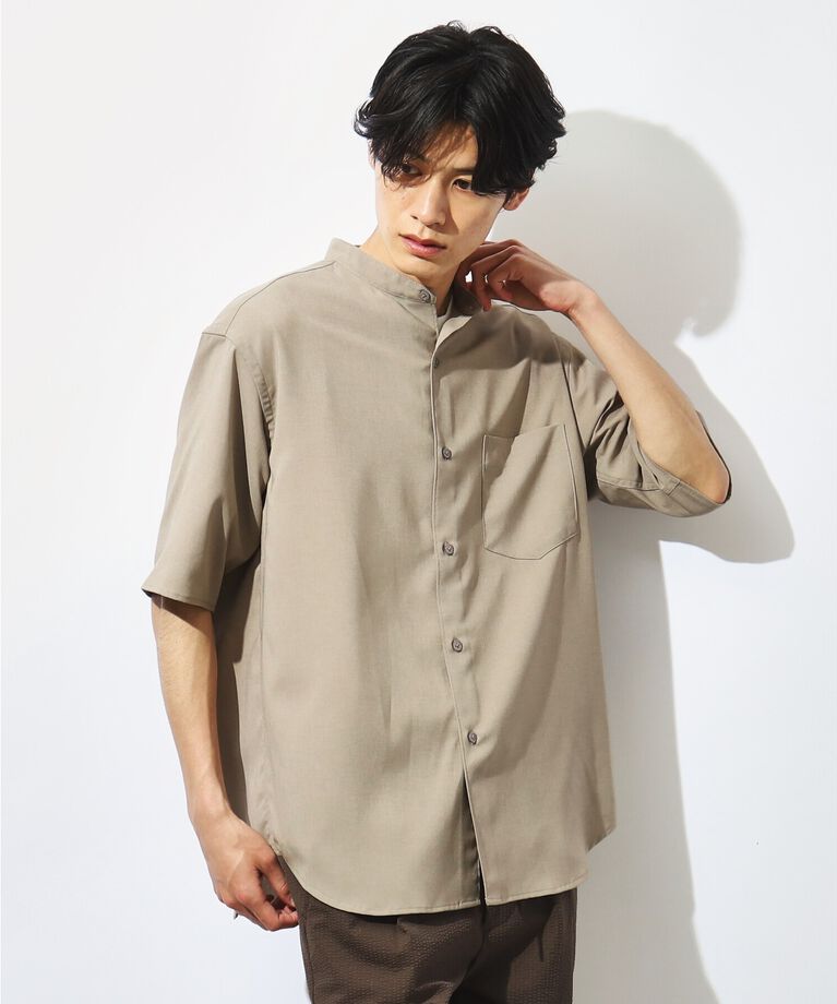 THE SHOP TK「【吸水速乾/UVカット/接触冷感】テクリーノバンドカラー半袖シャツ」|シャツ・ブラウス|