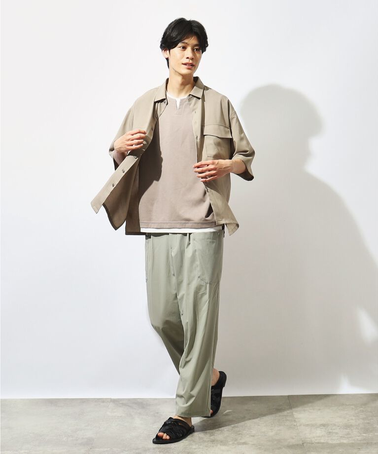 THE SHOP TK「【吸水速乾/UVカット/接触冷感】テクリーノ半袖フラップシャツ」|シャツ・ブラウス|