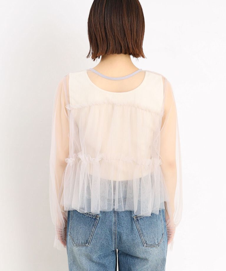 THE SHOP TK「チュールティアードシアーカーディガン【洗える】」|カーディガン|