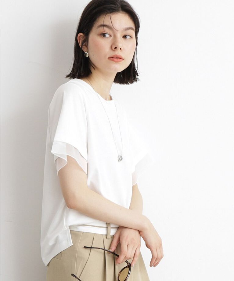THE SHOP TK「【7.16新色入荷/UV/接触冷感/洗濯OK/毛玉になりにくい】袖シアーTシャツ」|Tシャツ・カットソー|