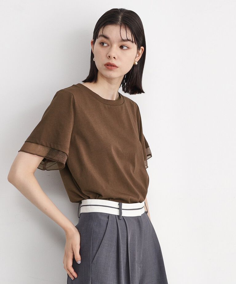 THE SHOP TK「【7.16新色入荷/UV/接触冷感/洗濯OK/毛玉になりにくい】袖シアーTシャツ」|Tシャツ・カットソー|ブラウン(043)/