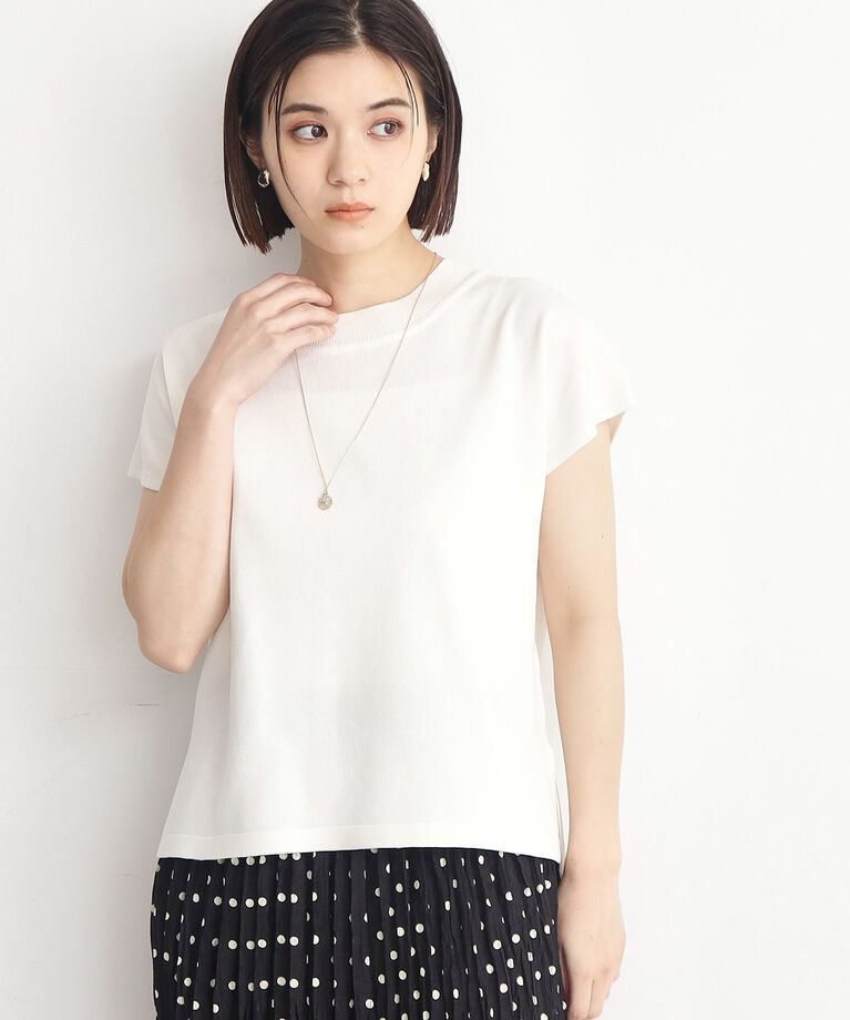 THE SHOP TK「【UVケア/さらりと柔らかい/洗える】フレンチスリーブニットTEE」|ニット・セーター|オフホワイト(003