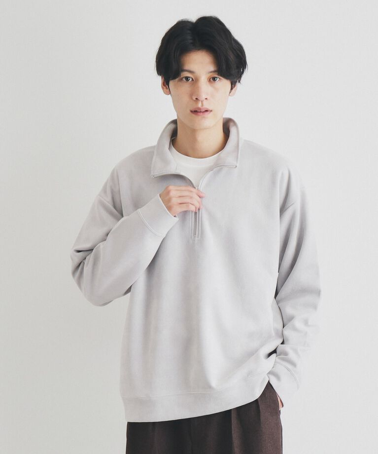 THE SHOP TK「スウェードライクハーフジッププルオーバー」|Tシャツ・カットソー|ﾗｲﾄｸﾞﾚｰ(011)
