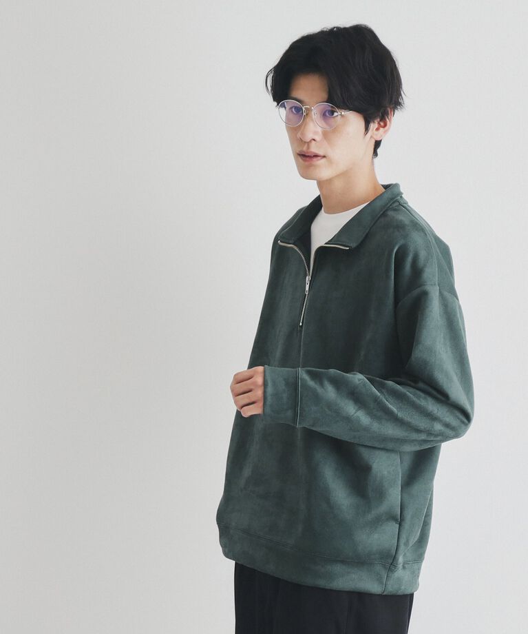 THE SHOP TK「スウェードライクハーフジッププルオーバー」|Tシャツ・カットソー|ｸﾞﾘｰﾝ(024)