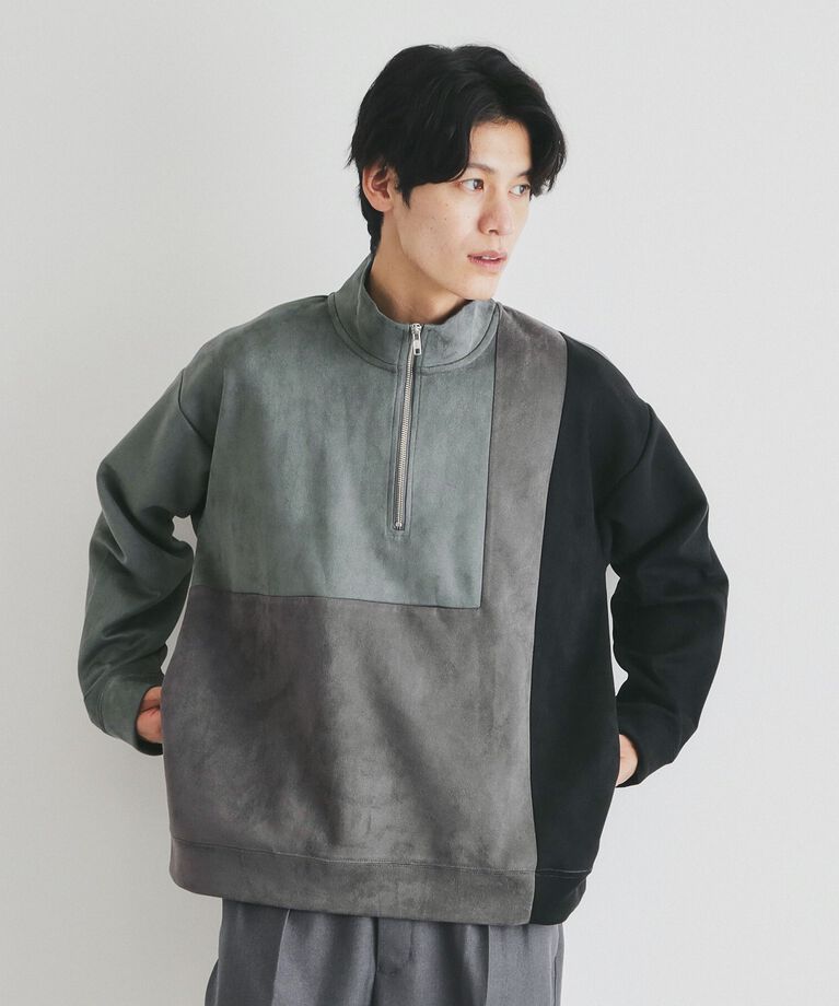 THE SHOP TK「スウェードライクハーフジッププルオーバー」|Tシャツ・カットソー|ｸﾞﾘｰﾝ(524)