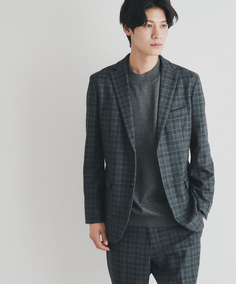 THE SHOP TK「起毛TRジャージジャケット　【セットアップ可/ビジネス対応/ストレッチ】」|テーラードジャケット|チャコールグレー(2