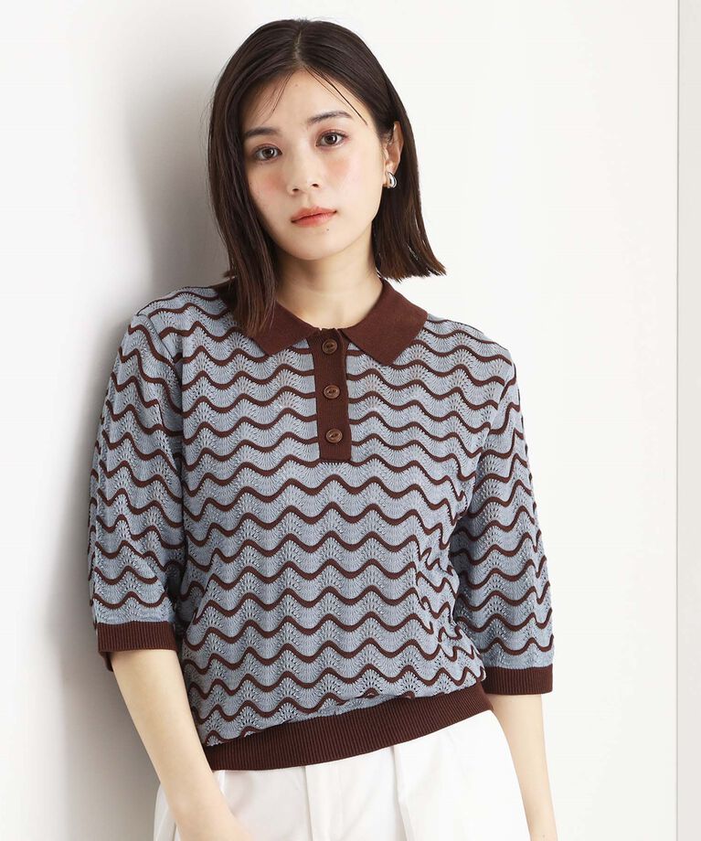 THE SHOP TK「ニットポロシャツ【洗濯機/アソート展開】」|ニット・セーター|サックスブルー(39