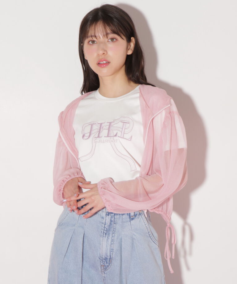  「サイドリボンシアーパーカー」|Tシャツ・カットソー|ピンク