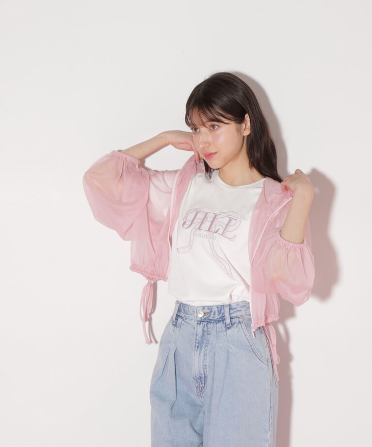  「サイドリボンシアーパーカー」|Tシャツ・カットソー|
