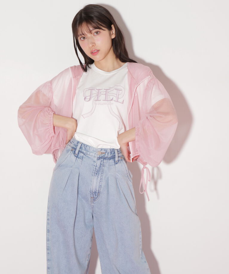  「サイドリボンシアーパーカー」|Tシャツ・カットソー|