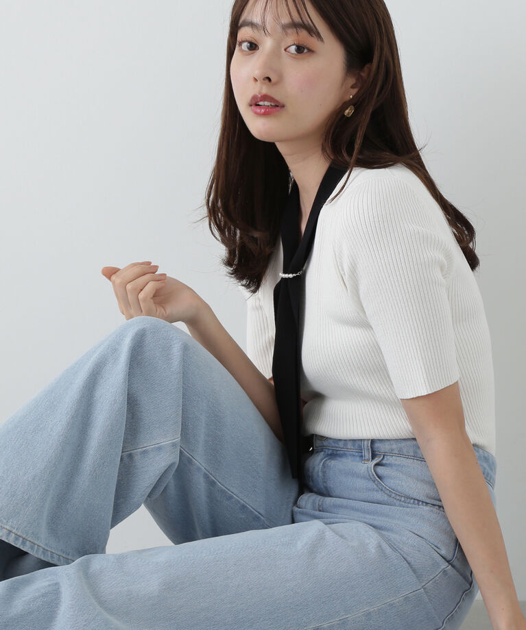 PROPORTION BODY DRESSING「パール付きボウタイニット」|ニット・セーター|
