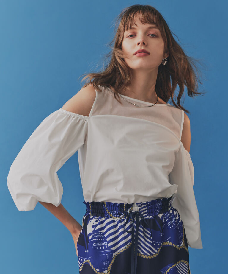  「オフショルダーカットソートップス」|Tシャツ・カットソー|ホワイト