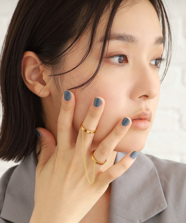 COCOSHNIK ONKITSCH「シルバー ドレープチェーン ダブルストレートリング GP」|リング|