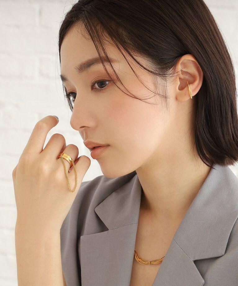 COCOSHNIK ONKITSCH「シルバー ドレープチェーン ダブルストレートリング GP」|リング|