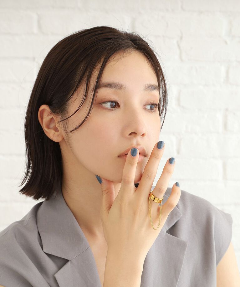 COCOSHNIK ONKITSCH「シルバー ドレープチェーン ダブルストレートリング GP」|リング|