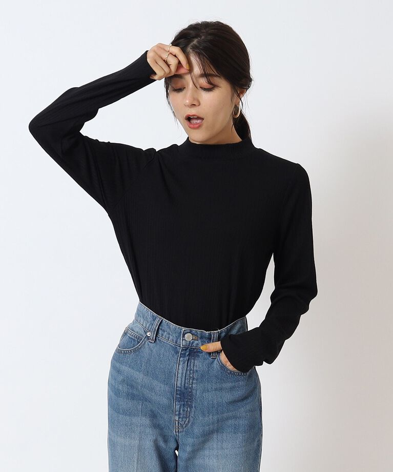 SHOO･LA･RUE「ランダムテレコ プチハイネック長袖インナー」|Tシャツ・カットソー|