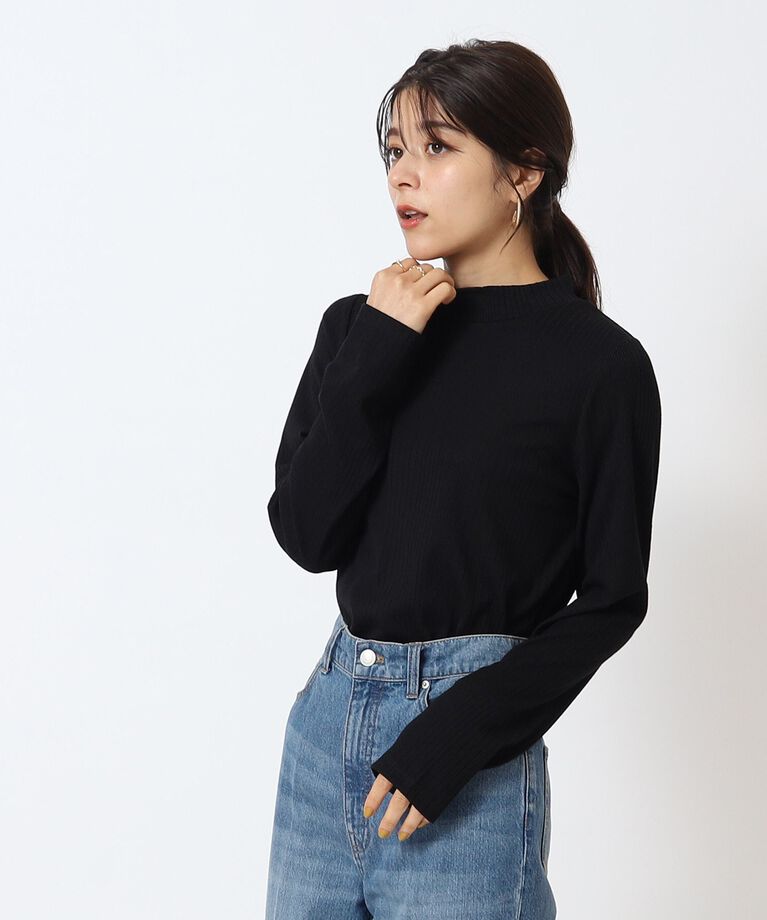 SHOO･LA･RUE「ランダムテレコ プチハイネック長袖インナー」|Tシャツ・カットソー|