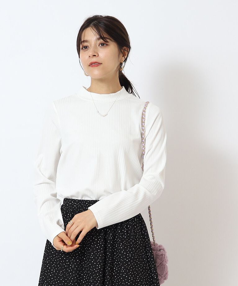SHOO･LA･RUE「ランダムテレコ プチハイネック長袖インナー」|Tシャツ・カットソー|