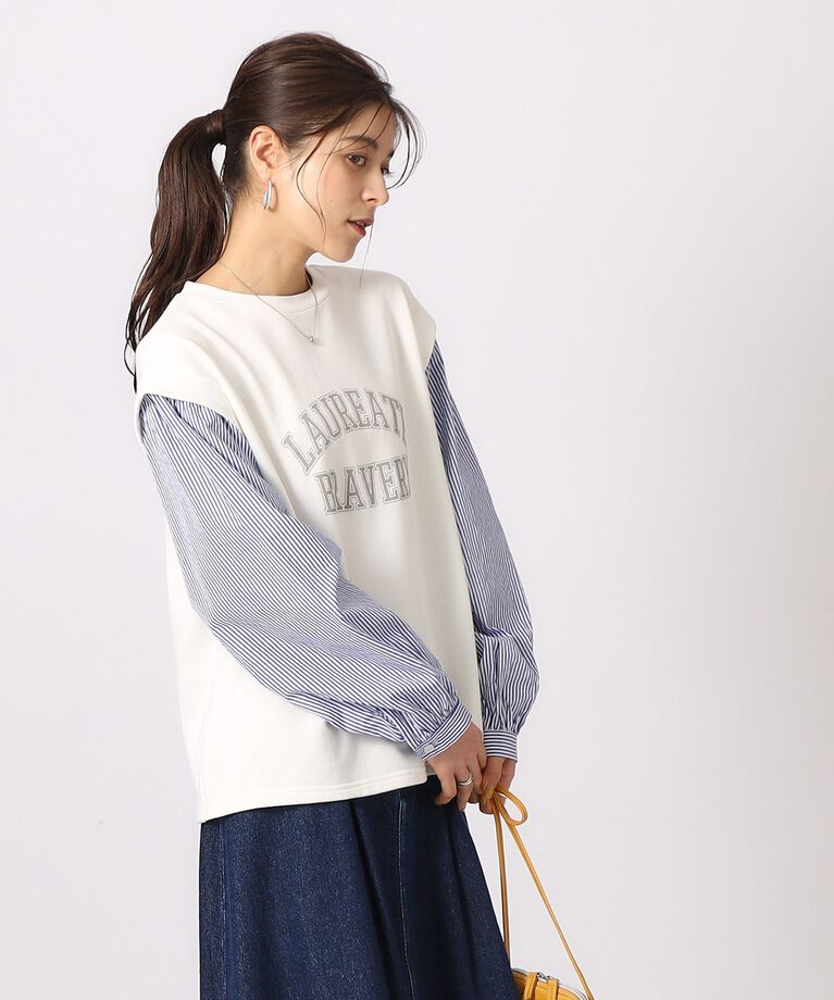 SHOO･LA･RUE「レイヤード風カレッジロゴトップス」|パーカー|