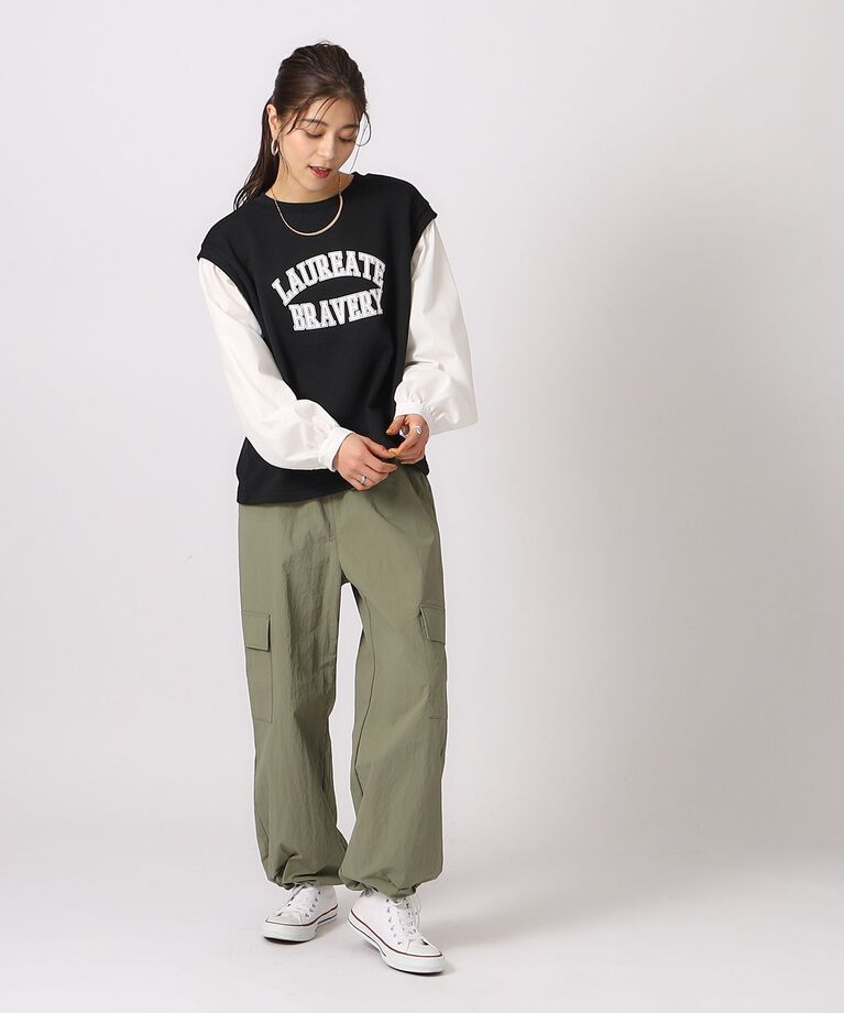 SHOO･LA･RUE「レイヤード風カレッジロゴトップス」|パーカー|