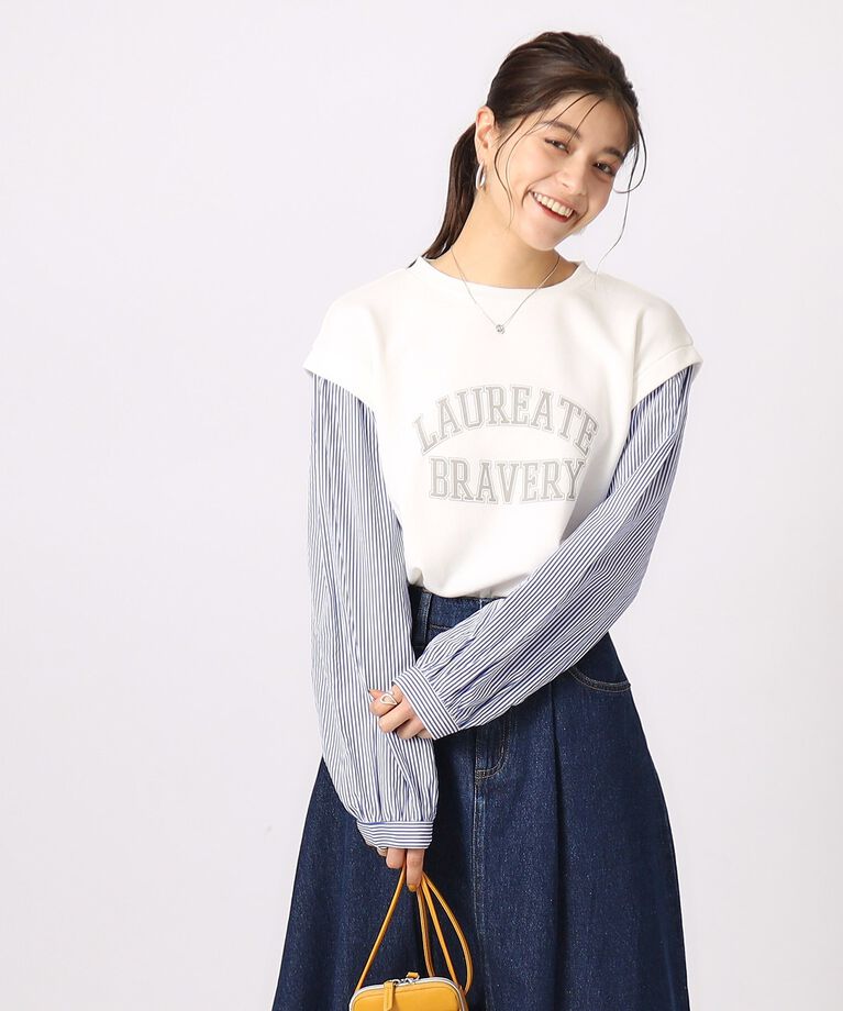 SHOO･LA･RUE「レイヤード風カレッジロゴトップス」|パーカー|