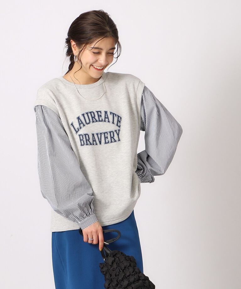 SHOO･LA･RUE「レイヤード風カレッジロゴトップス」|パーカー|