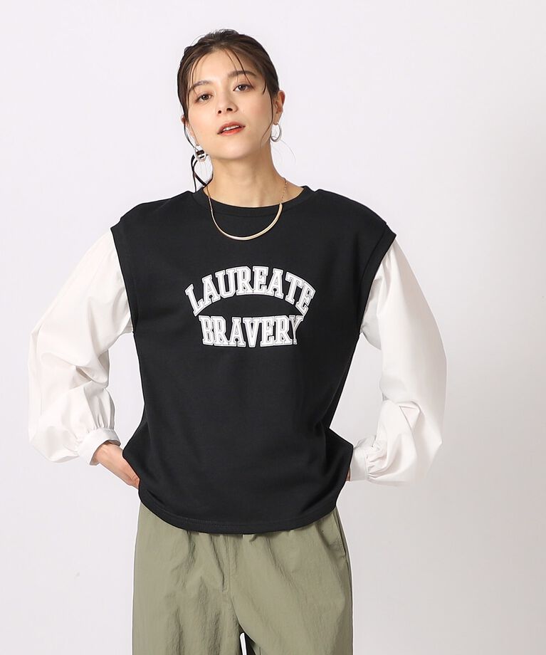 SHOO･LA･RUE「レイヤード風カレッジロゴトップス」|パーカー|