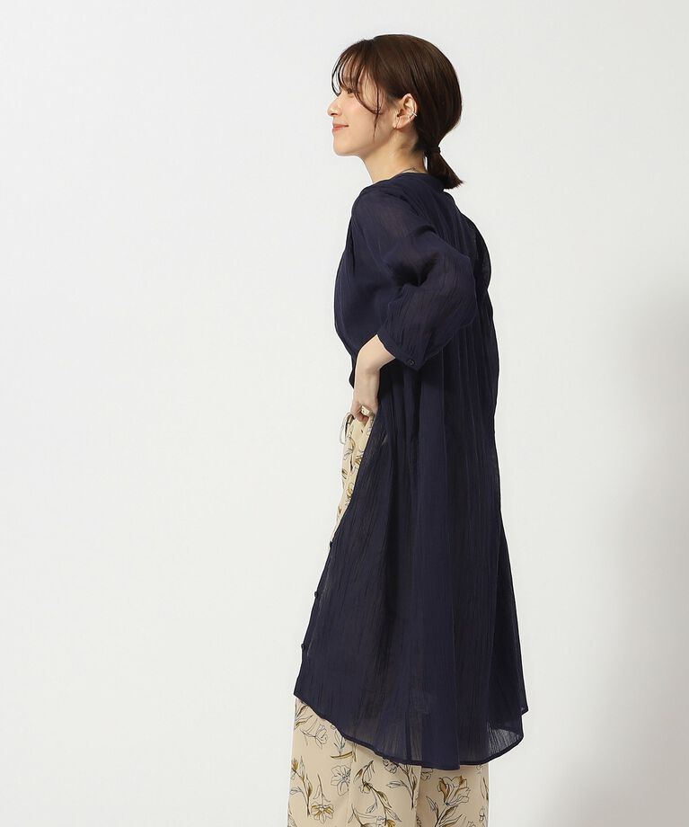 SHOO･LA･RUE「【洗える/7分袖】ふんわり さらさら コットンシフォンシャツワンピース」|ワンピース|