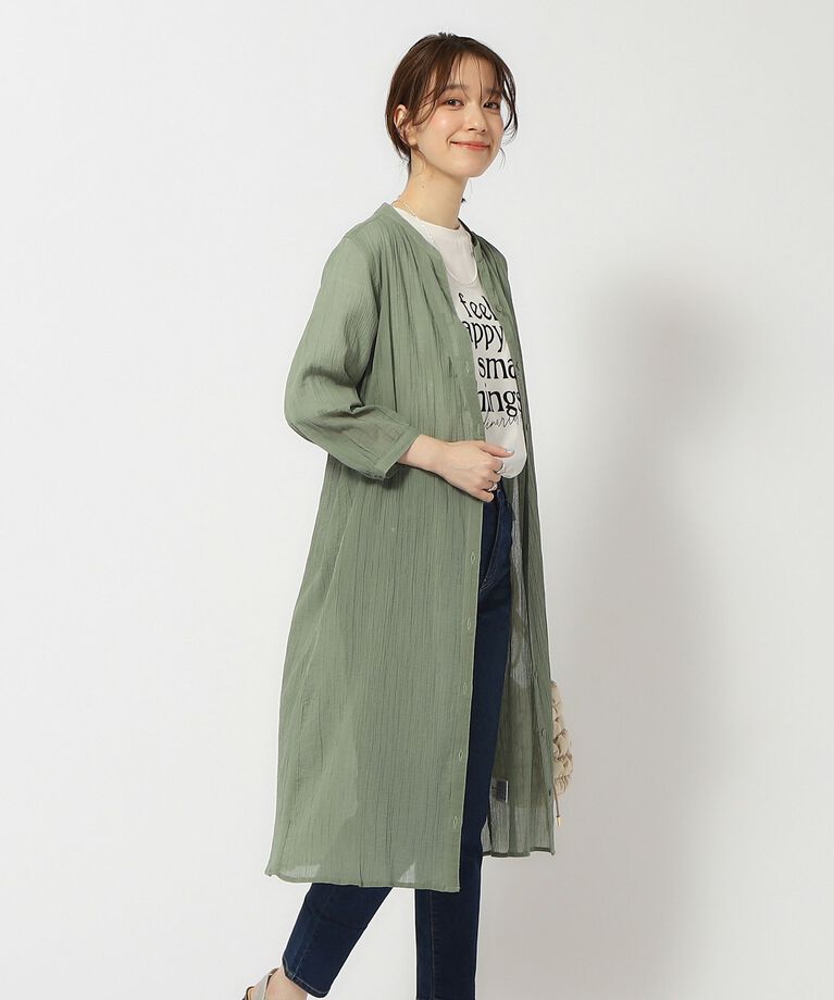 SHOO･LA･RUE「【洗える/7分袖】ふんわり さらさら コットンシフォンシャツワンピース」|ワンピース|