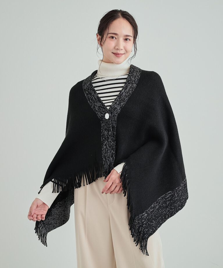 SHOO･LA･RUE「【2WAY】大人のきらめき ラメライン ラッセルケープ」|ストール|