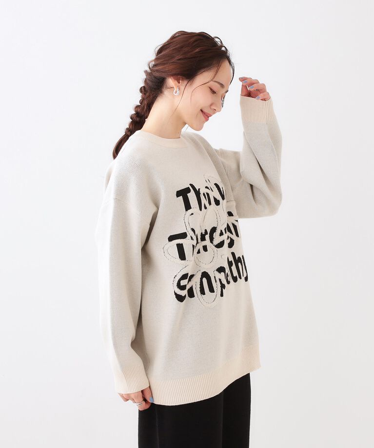 SHOO･LA･RUE「お花×ロゴ ゆるシルエットニット」|ニット・セーター|
