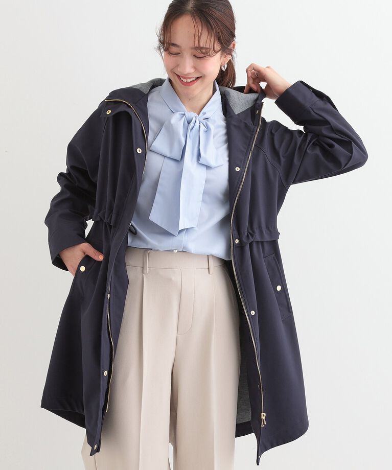 SHOO･LA･RUE「【S-LL/撥水/防花粉】軽やかに女性らしくボンディング フーデッドコート」|その他|ネイビー(094)