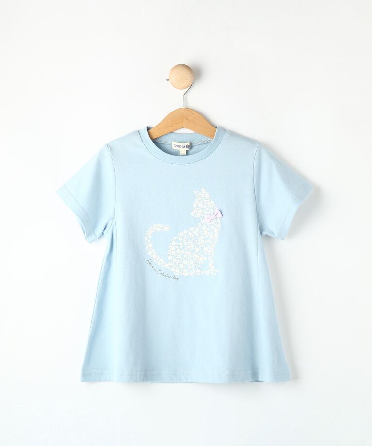 SHOO･LA･RUE「【100-120cm】プリントフレアTシャツ」|Tシャツ・カットソー|サックスブルー(09