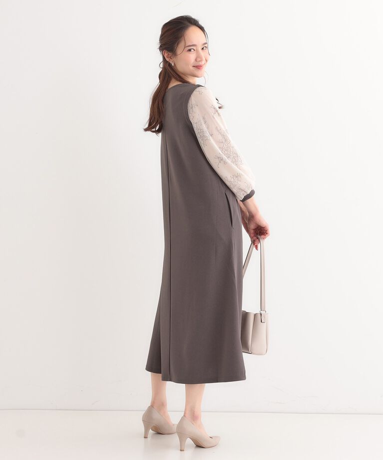 SHOO･LA･RUE「1枚で上品に決まる お袖レース切り替え7分袖ワンピース」|ワンピース|