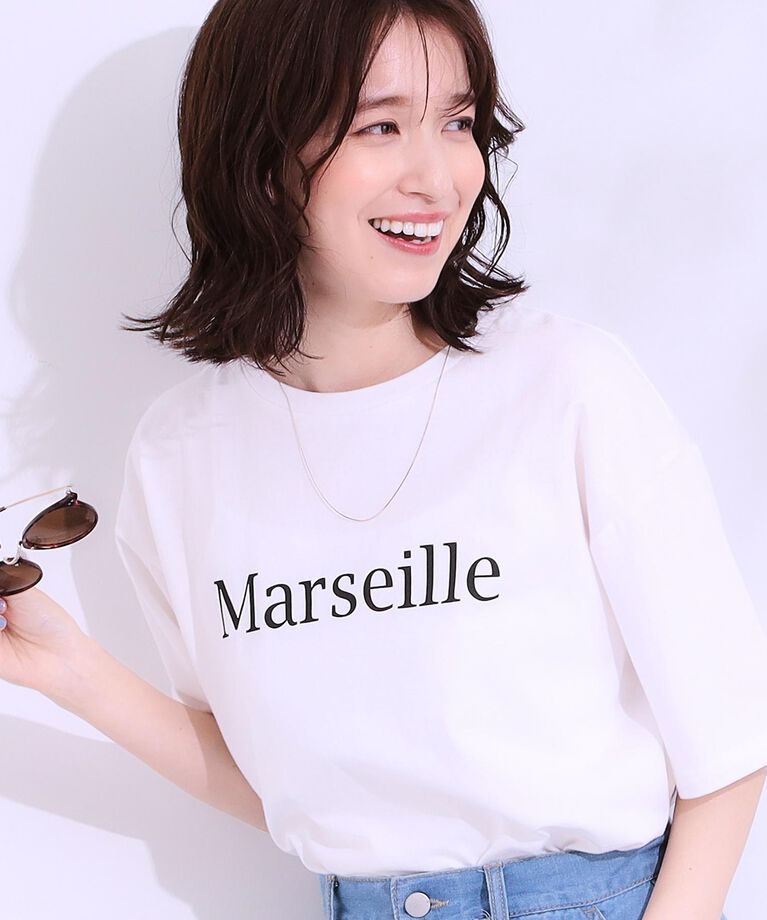 SHOO･LA･RUE「【S-LL/選べる4柄】コットンプリントロゴTシャツ」|Tシャツ・カットソー|ホワイト(101)