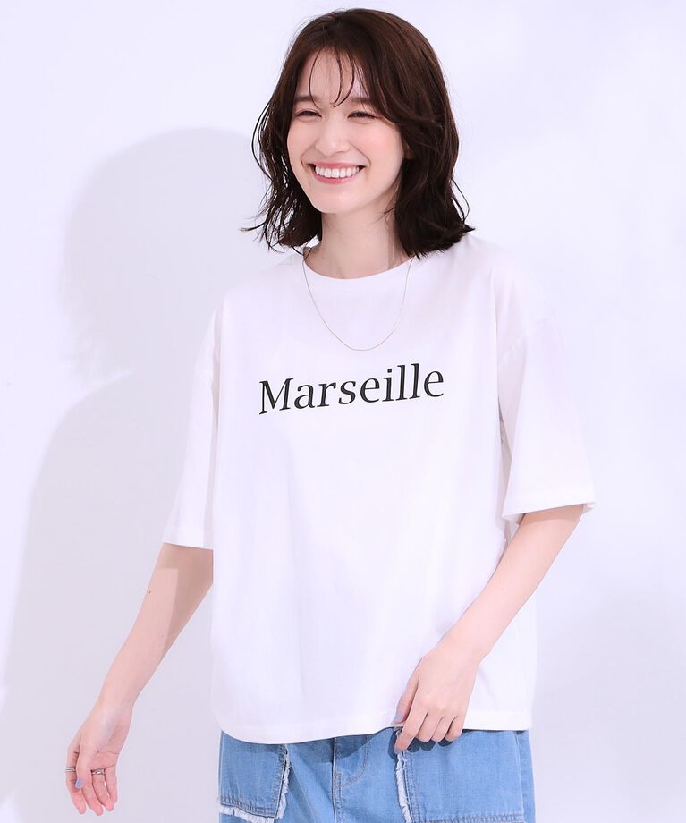 SHOO･LA･RUE「【S-LL/選べる4柄】コットンプリントロゴTシャツ」|Tシャツ・カットソー|