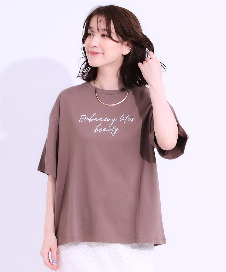 SHOO･LA･RUE「【S-LL/選べる4柄】コットンプリントロゴTシャツ」|Tシャツ・カットソー|