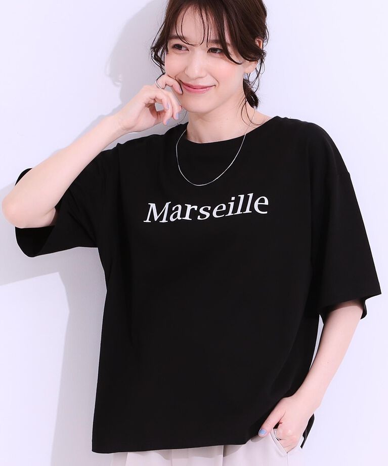SHOO･LA･RUE「【S-LL/選べる4柄】コットンプリントロゴTシャツ」|Tシャツ・カットソー|ブラック(119)
