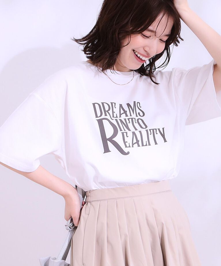 SHOO･LA･RUE「【S-LL/選べる4柄】コットンプリントロゴTシャツ」|Tシャツ・カットソー|ホワイト(301)