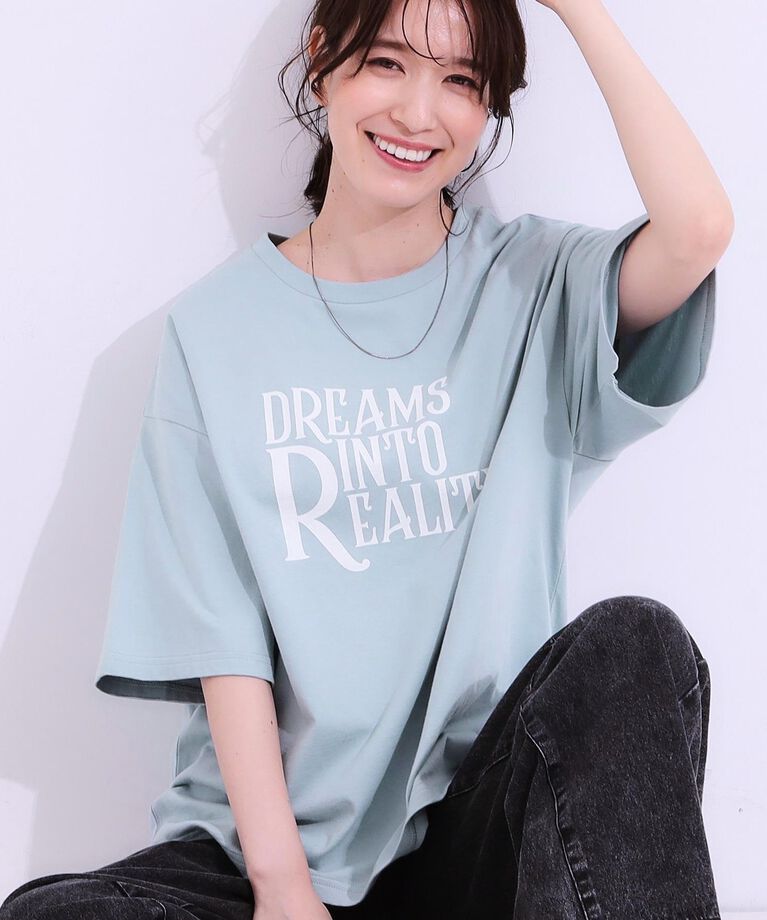 SHOO･LA･RUE「【S-LL/選べる4柄】コットンプリントロゴTシャツ」|Tシャツ・カットソー|サックスブルー(39