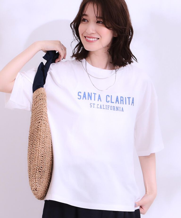 SHOO･LA･RUE「【S-LL/選べる4柄】コットンプリントロゴTシャツ」|Tシャツ・カットソー|ホワイト(401)
