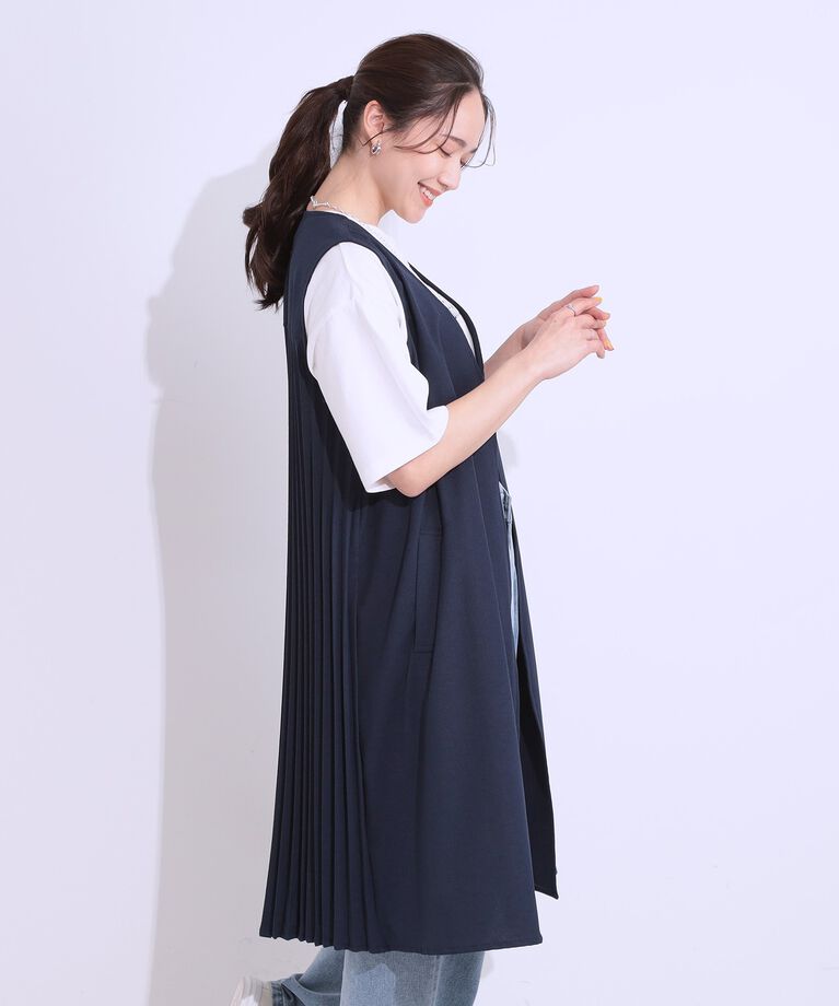 SHOO･LA･RUE「【S-LL/体型カバー】後ろ姿もきれい見え バックプリーツジレ」|ベスト・ジレ|