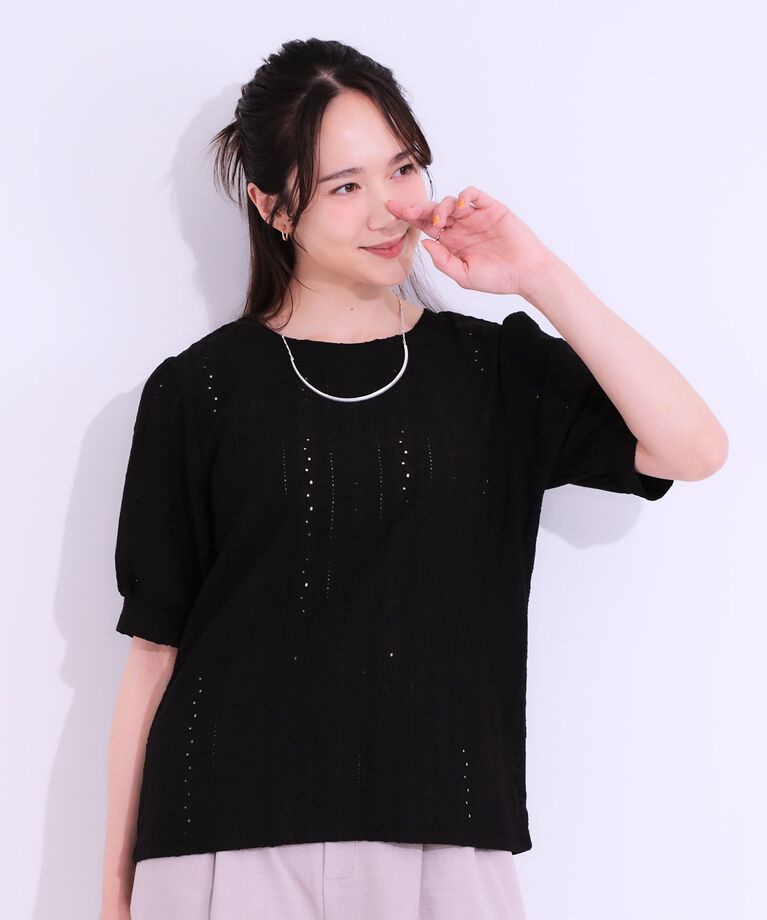 SHOO･LA･RUE「【洗える/S-LL】大人フェミニンな着こなしに ジャカードレーストップス」|Tシャツ・カットソー|