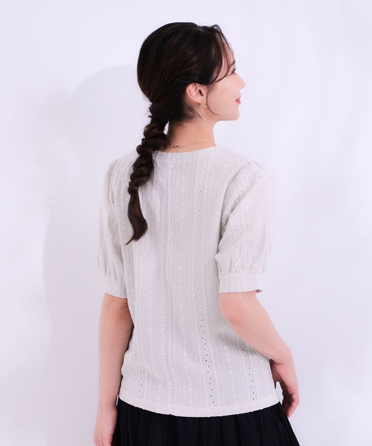 SHOO･LA･RUE「【洗える/S-LL】大人フェミニンな着こなしに ジャカードレーストップス」|Tシャツ・カットソー|