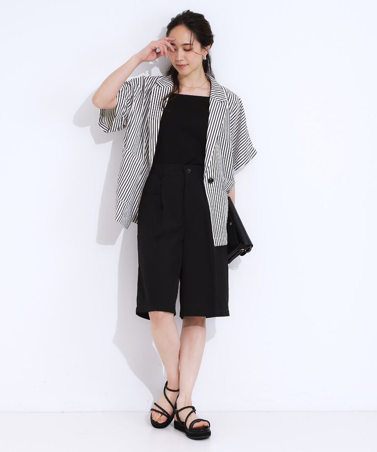 SHOO･LA･RUE「【S-LL】麻調 タックハーフパンツ」|その他|