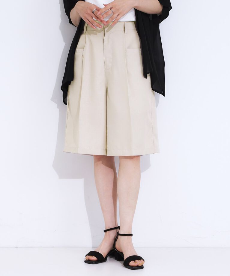 SHOO･LA･RUE「【S-LL】麻調 タックハーフパンツ」|その他|