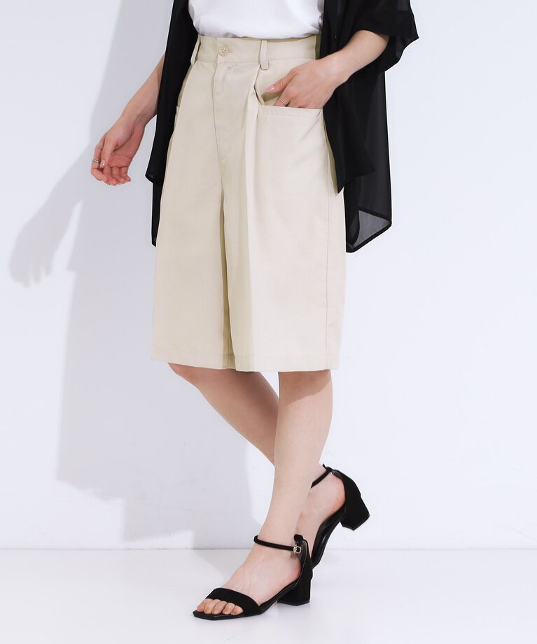 SHOO･LA･RUE「【S-LL】麻調 タックハーフパンツ」|その他|